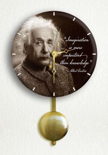 Albert Einstein Imagination Quote 6 Silent Pendulum Wall Clock