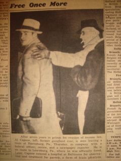 100204CR Al Capone Scarface Released Prison November 17 1939 Newspaper 