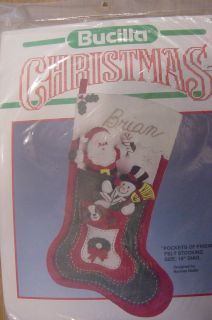 New Bucilla Pockets of Friends Christmas Santa Snowman Felt Stocking 