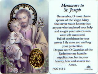 Memorare to Saint Joseph Holy Prayer Card Wallet Size