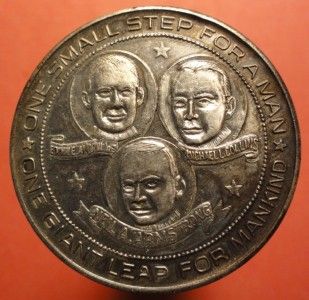 Apollo II Medal Aldrin Collins Armstrong 1st Footprints Pictorial 39mm 