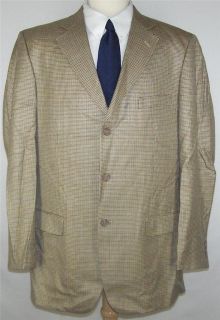46L Alan Flusser GOLD BLACK SILK HOUNDSTOOTH sport coat jacket suit 
