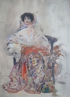   Lady Original Watercolour Painting by Albert Ludovici JNR