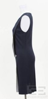 Alberta Ferretti Navy Blue Jersey Knit Sleeveless Dress Size US 8