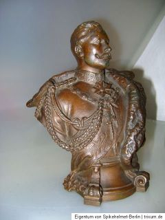 Originale Bronzebüste vor 1900 von Gladenbeck Kaiser Wilhelm II. aus 