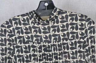 Orla Kiely Cream Dark Melange Alcorn Cup Print Shirt Sz 14 Rtl $120 