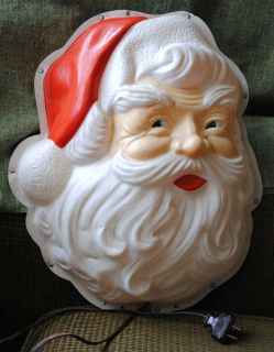Santa Claus Vintage 1960s Charming Lighted Christmas Decoration Head 