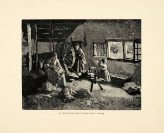   Spinning Wheel Laren Women Child Yarn Thread Dutch Albert Neuhuys