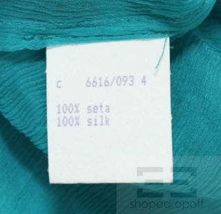 Alessandro DellAcqua Teal Silk Chiffon Blouse Size 44 NEW $725
