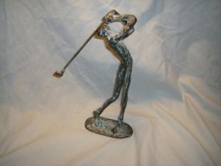 Mid Century Alberto Giacometti Style Bronze Golfer Statue Sculpture 