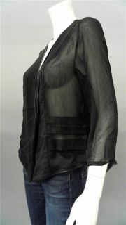 Dylan Alexa Junior Womens Leather 3 4 Sleeve Blouse Top Sz L Chiffon 