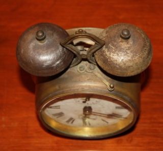 antique brass wind up kenzel double bell alarm clock