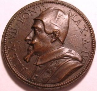 Pope Alexander VII . Papal Vatican Medal Mazio 257/258