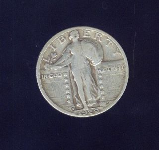Nice Better Grade 1929 D 90% Silver Standing Liberty Quarter, $1.95 