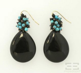 Alexis Bittar Black Onyx Turquoise Beaded Drop Earrings