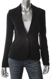 Alex Lane New Black Long Sleeve Scalloped Lined One Button Blazer s 