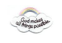 God Makes All Things Possible Cloud Iron on Applique