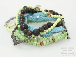 Alexis Bittar Green Blue Beaded Multi Strand Bracelet