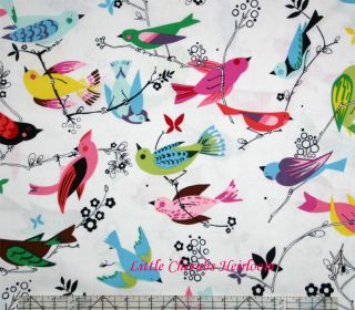 Alexander Henry June Song Funky Birds Natural Quilt Fabric by Yard 