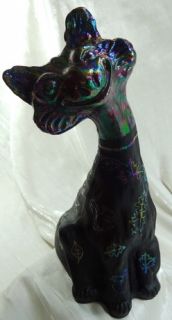 Fenton 11 Alley Cat Black Satin Sand Carved Glass Kitty Scarecrows 