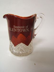  allentown pa ruby flashglass pitcher marked souvenir of allentown 