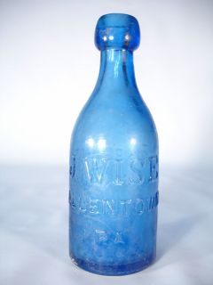 Nice Blue Color James Wise Allentown PA Pony Blob Beer or Soda Bottle 