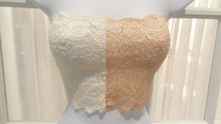   Ivory Blush Stretch Lace Bandeau Camisole Ally Rose Toppers