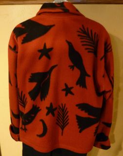 Sigrid Olsen Fleece Jacket Native Aztec Thunderbird Sz s Button Front 