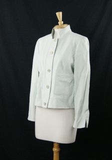 Linda Allard Ellen Tracy Pale Green Leather Padded Jacket Size 12 