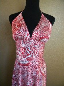 Alyn Paige Red & White Satin Halter Dress Knee Length Cocktail Size 11 