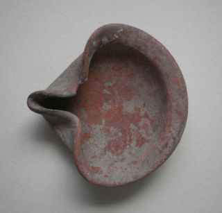 Used Large Beautiful Sooty Iron Age oil lamp from the Holy Land.