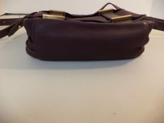 Allibelle Burgundy Leather Shoulder Bag with Brown Trim