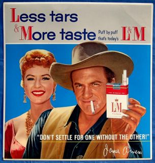 Gunsmoke 1959 James Arness Amanda Blake L M Cigarette Sign Poster Mint 