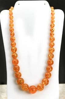 Big Graduated Butterscotch Amber Round Beaded Necklace