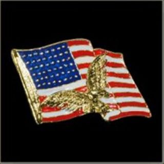 American Flag with Eagle Pewter Enamel Vest Lapel Pin