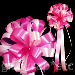 Big White Hot Pink Wedding Bows Ribbon Pew Decorations