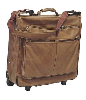 Amerileather Cowhide Leather Brown 21.5 Inch Rolling Garment Bag