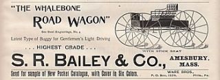 1894 SR Bailey Co Amesbury MA Ad Whalebone Road Wagon