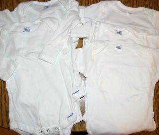 New Lot of 5 Baby Unisex White Gerber Onesies 3 9 Months
