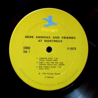 Gene Ammons Gene Ammons and Friends at Montreux LP Prestige P 10078 US 