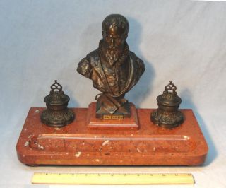   Emile Louis Picault French Bronze Inkwells Doctor Ambroise Pare