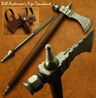 Bill Andersons HAND FORGED DAMASCUS PIPE TOMAHAWK KNIFE, HATCHET, AXE 