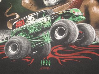 Vintage 90s Dennis Anderson Grave Digger Monster Truck T Shirt Large 