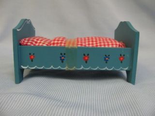 Old Blue Youth Bed c1960 Hand Painted 1 1 Wooden Kuhn w Germany 