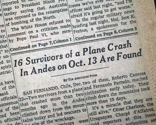 Miracle in The Andes Flight 571 Airplane Rugby Team Crash Rescue 1972 