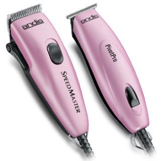 Andis Pink Pro Duette Clipper Trimmer Combo w Case Combs Hair Clipper 