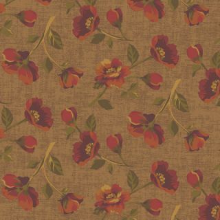Andover Ginger Rose Large Floral Cotton Nutmeg Brown Fabric by The 