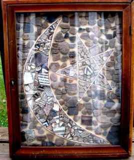 Anasazi Pottery Mimbres Geometric Art Collage Picture Display Frame w 