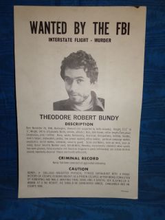 Original Ted Bundy FBI Wanted Poster Serial Killer
