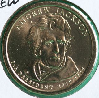2008 D BU Andrew Jackson Presidential 7th Golden One Dollar Coin Made 